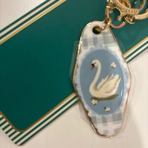 Piper K Swan Keychain with Gold Accents